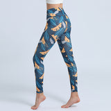 Leaves Printed Yoga Pants Women's High Waist Hip Lifting Leggings