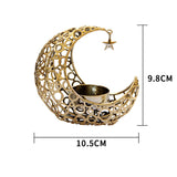 Modern Romantic Crescent Moon and Star Metal Candle Holder - Light Luxury Home Decor