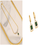 Diamond Emerald Zircon Necklace Stainless Steel Jewelry Set: Elegant and Timeless