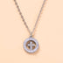 Gold Hollow Round Cross Necklace Silver Stainless Steel Crystal Circle Pendant Necklaces - Minihomy