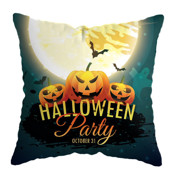 Linen Skull Halloween Pillow Cover