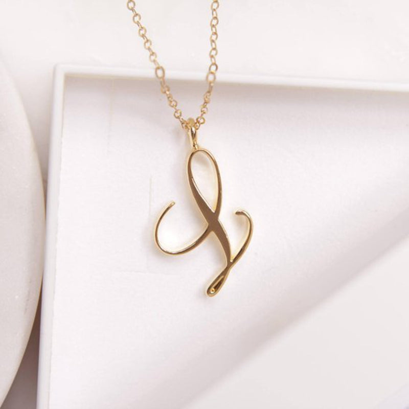 Gold 26 Old English Initial Letter Necklaces For Women - Minihomy