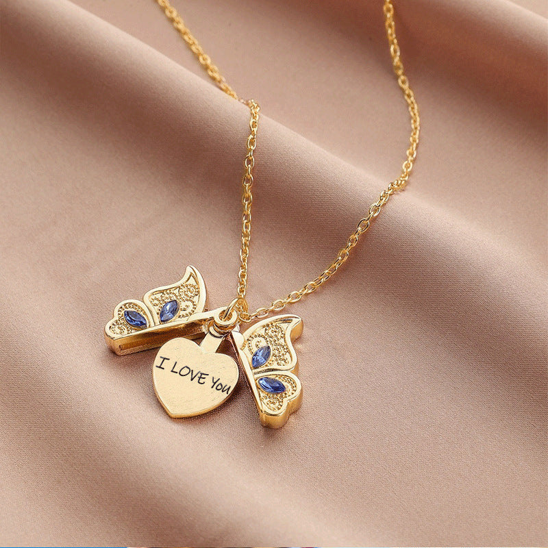 Openable I Love You Heart Pendant Statement Necklaces For Women Girls - Minihomy