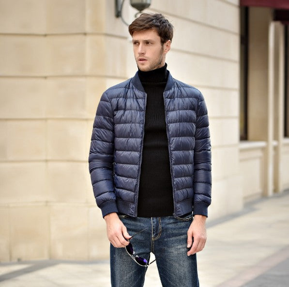 Men's Stand Collar Down Jacket - Oversize Slim Fit