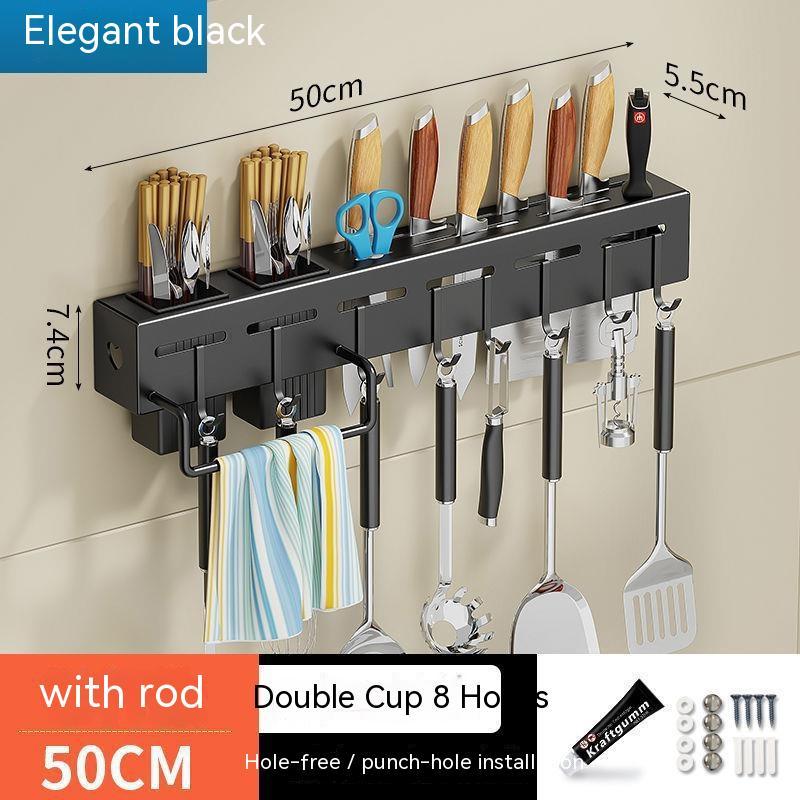 Kitchen Stainless Steel Knife Holder Punch-free Chopstick Canister Storage Hook Rack - Minihomy