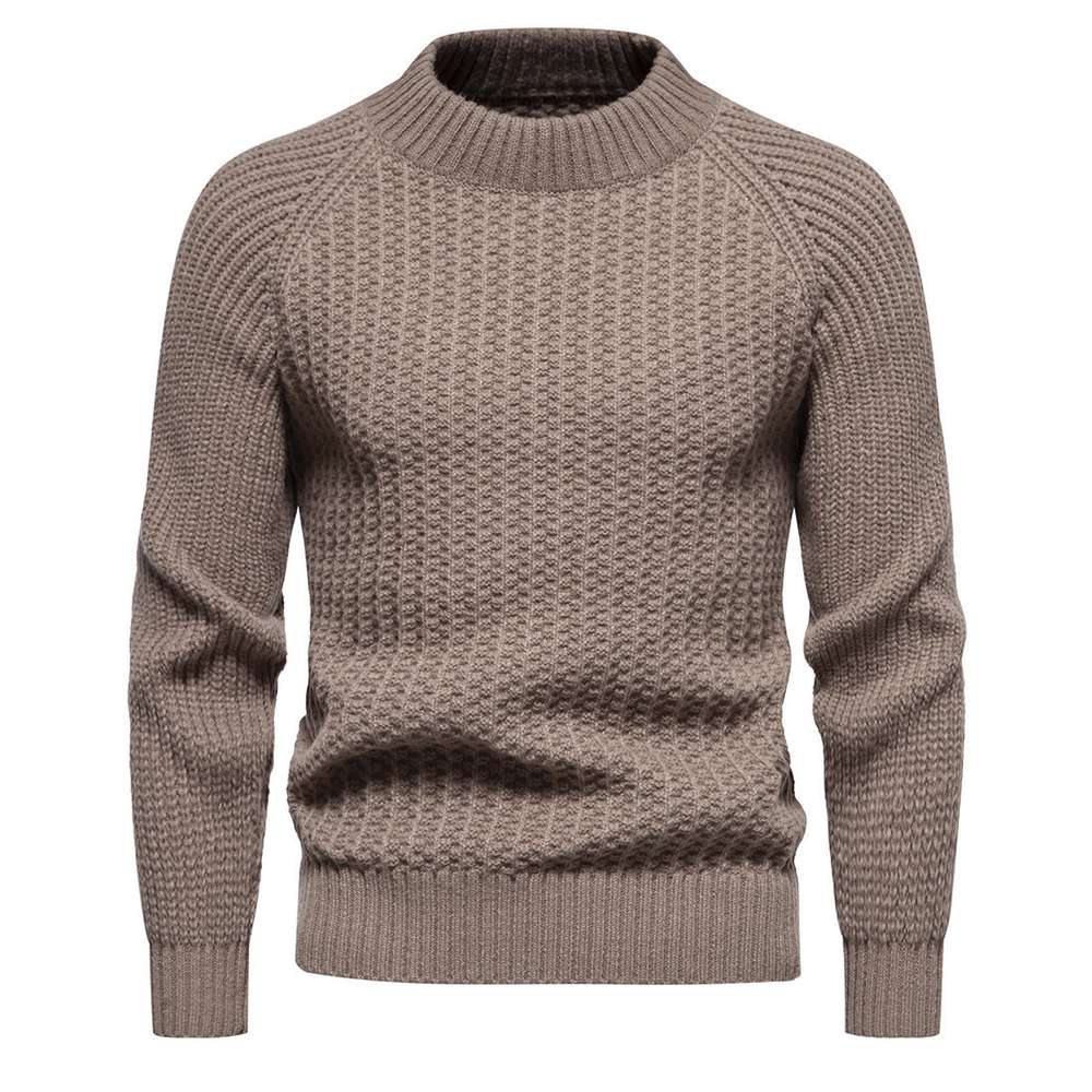 Men's Casual Loose Solid Color Round Neck Sweater - Minihomy