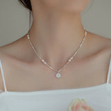 Women's Fashion Sterling Silver Heart Pearl Necklace