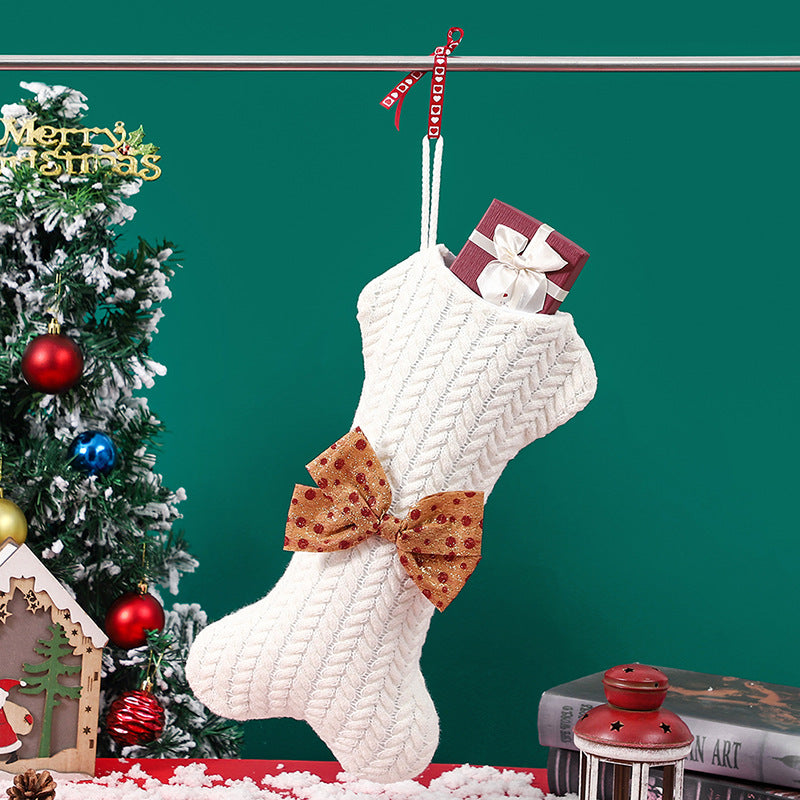 Christmas Decorations Knitting Wool Hanging Gift Bag - Minihomy