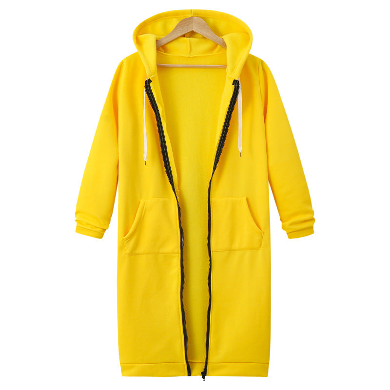 Hooded Long Sleeve Sweater Fleece Long Jacket