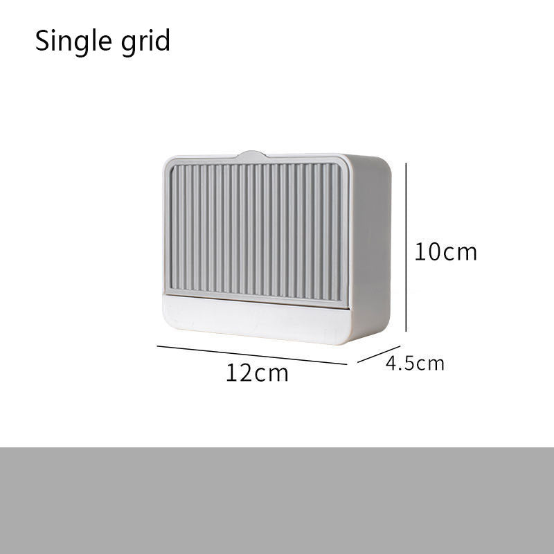 Double Grids Soap Storeage Box Wall Puch Free Drain Soap Holder