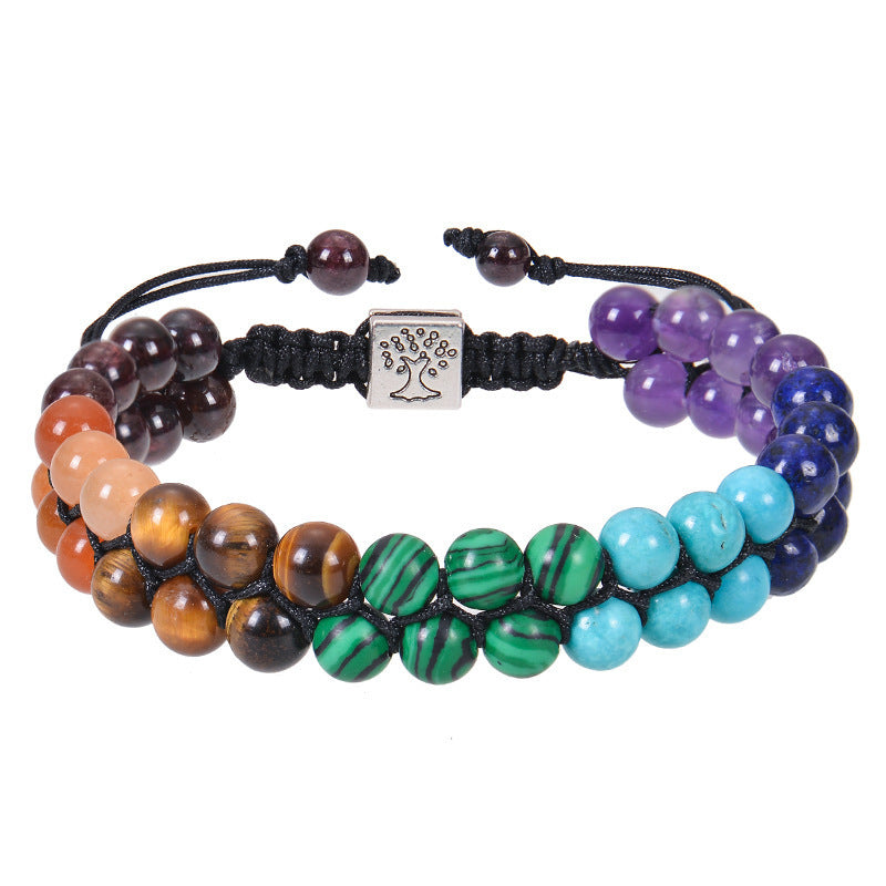 7 Chakra Healing Crystal Bracelet - Double Layer Gemstone Beads for Anxiety & Meditation - Minihomy