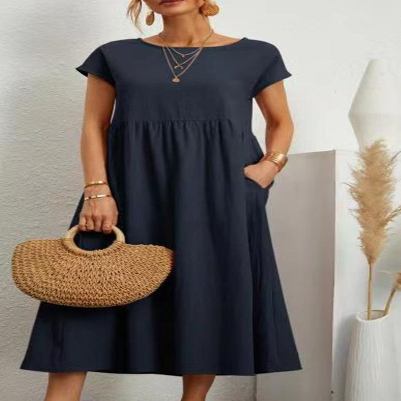 Solid Color Sleeveless Loose Cotton Linen Pocket Dress: Effortless Style for Every Occasion