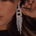 925 Silver Needle Ornaments Rhinestone Letter B Earrings Banquet Tassel Ear - Minihomy