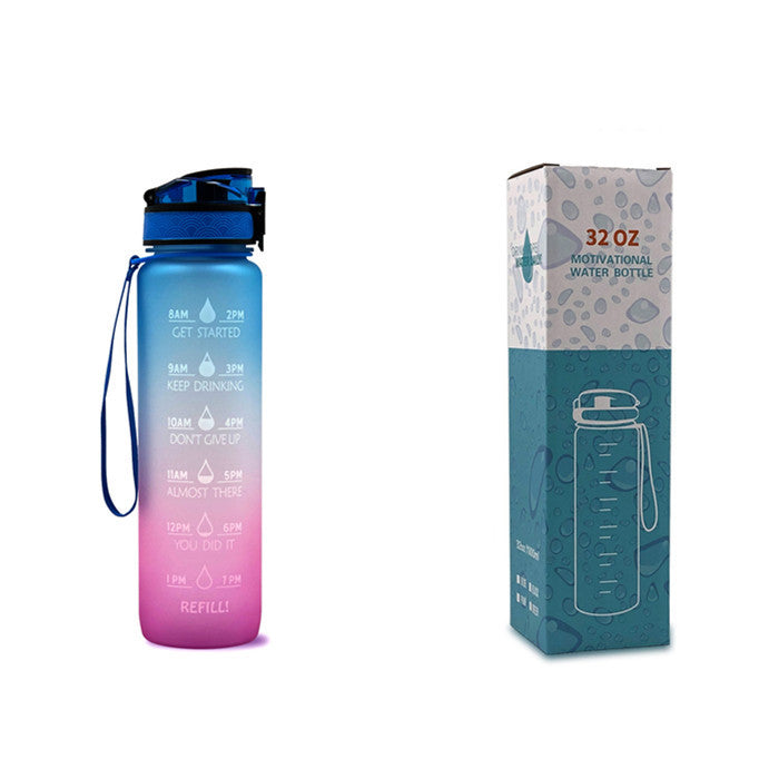 1L Tritan Water Bottle with Time Marker & Bounce Cover - Leakproof Bottle for Sports, Fitness, Cycling - Minihomy