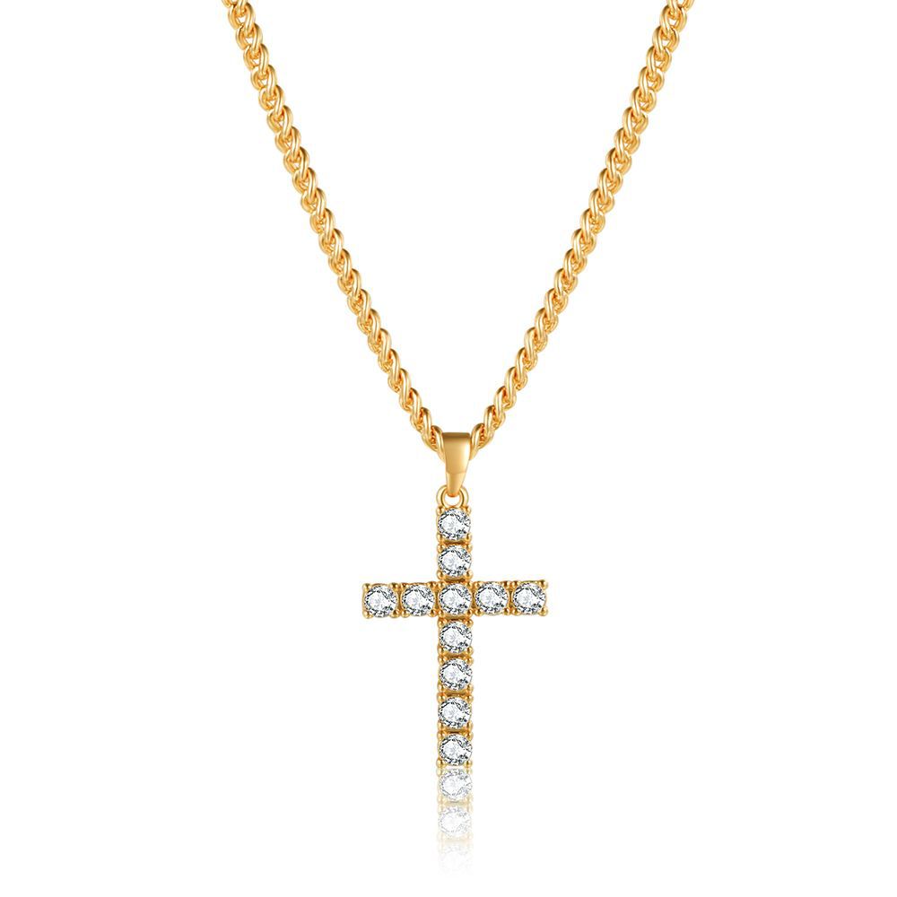 Simple Personality All-match Clipped Button Cross Necklace