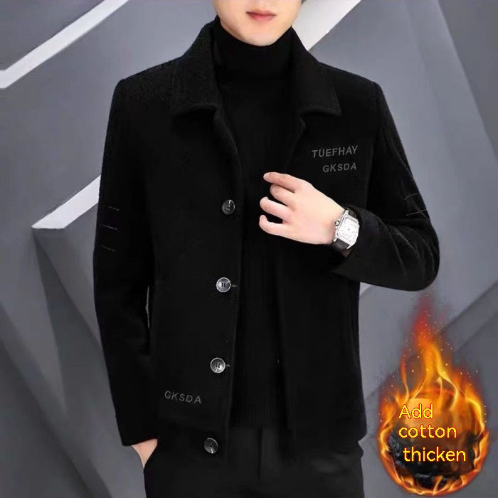 Men's Woolen Coat Short Autumn And Winter Woolen Coat