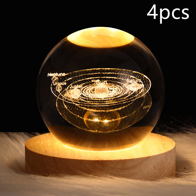 LED Night Light Galaxy Crystal Ball Table Lamp - 3D Planet Moon Lamp for Bedroom Home Decor