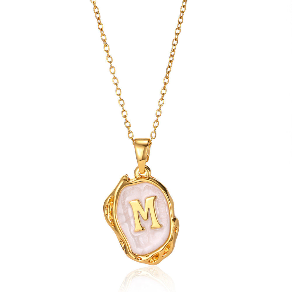 Simple 26 Letters Drop Oil Three-dimensional Necklace: Personalized Elegance