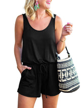 Women's Jumpsuit Sleeveless Tank Top Drawstring Tie Shorts