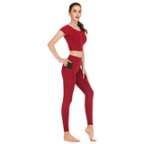 Pocket yoga clothes suit women