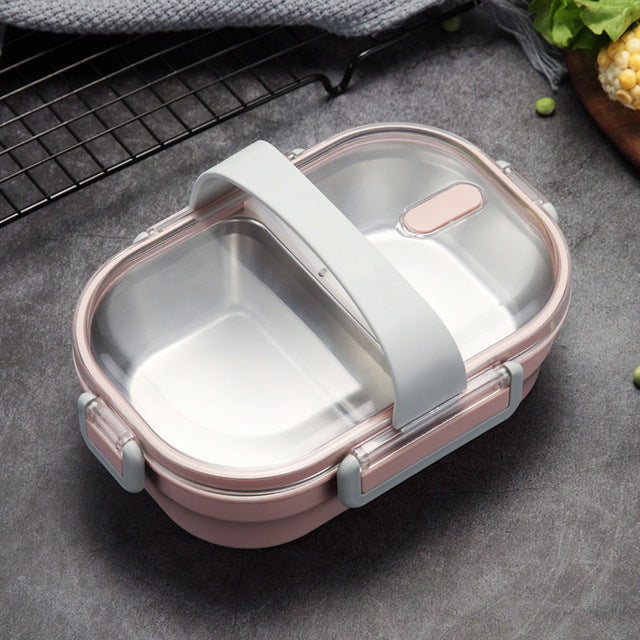 Portable Children's Lunch Box 304 Stainless Steel Bento Kitchen Leak Proof Food Box for Kids