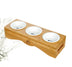 Bamboo & Ceramic Pet Dog Bowls - Single, Double, & Triple Sets - Stainless Steel Table - Minihomy