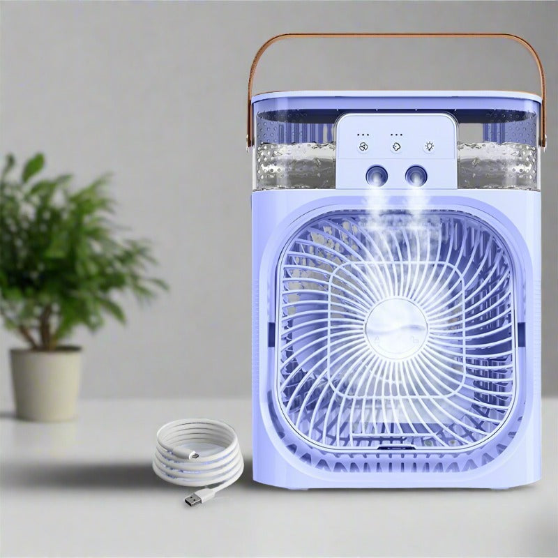 Charging Version 3-In-1 Air Humidifier Cooling Fan with LED Night Light