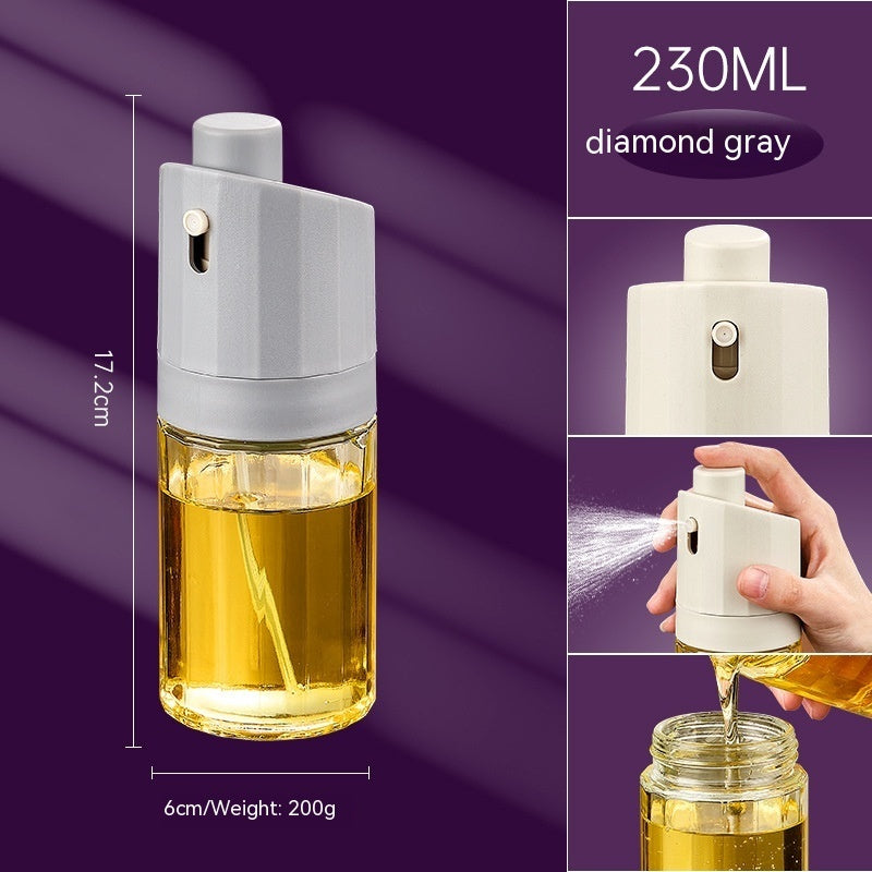 Kitchen Gadget 2-in-1 Glass Oil Bottle Press Oil Dispenser Barbecue Fuel Injector - Minihomy