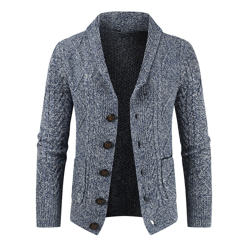 Men's Knitted Cardigan V Neck Loose Thick Sweater Jacket