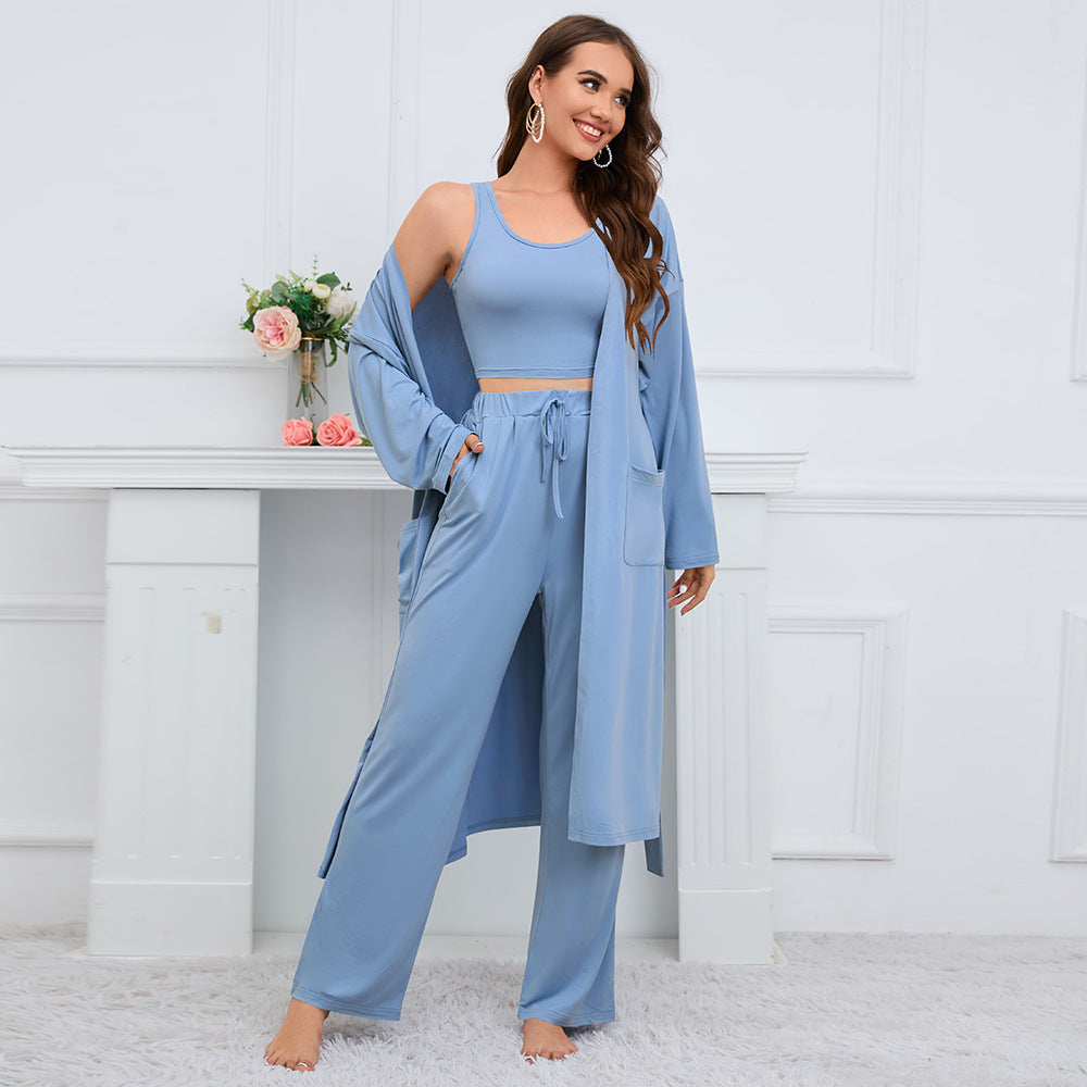 Women's  Camisole Coat Wide Leg Pants Suit