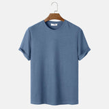 Men Summer Solid Color Round Neck Basic T-Shirts