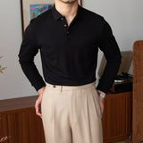 Slim-fit Long-sleeved Men's Shirt Lapel