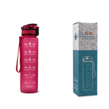 1L Tritan Water Bottle with Time Marker & Bounce Cover - Leakproof Bottle for Sports, Fitness, Cycling - Minihomy