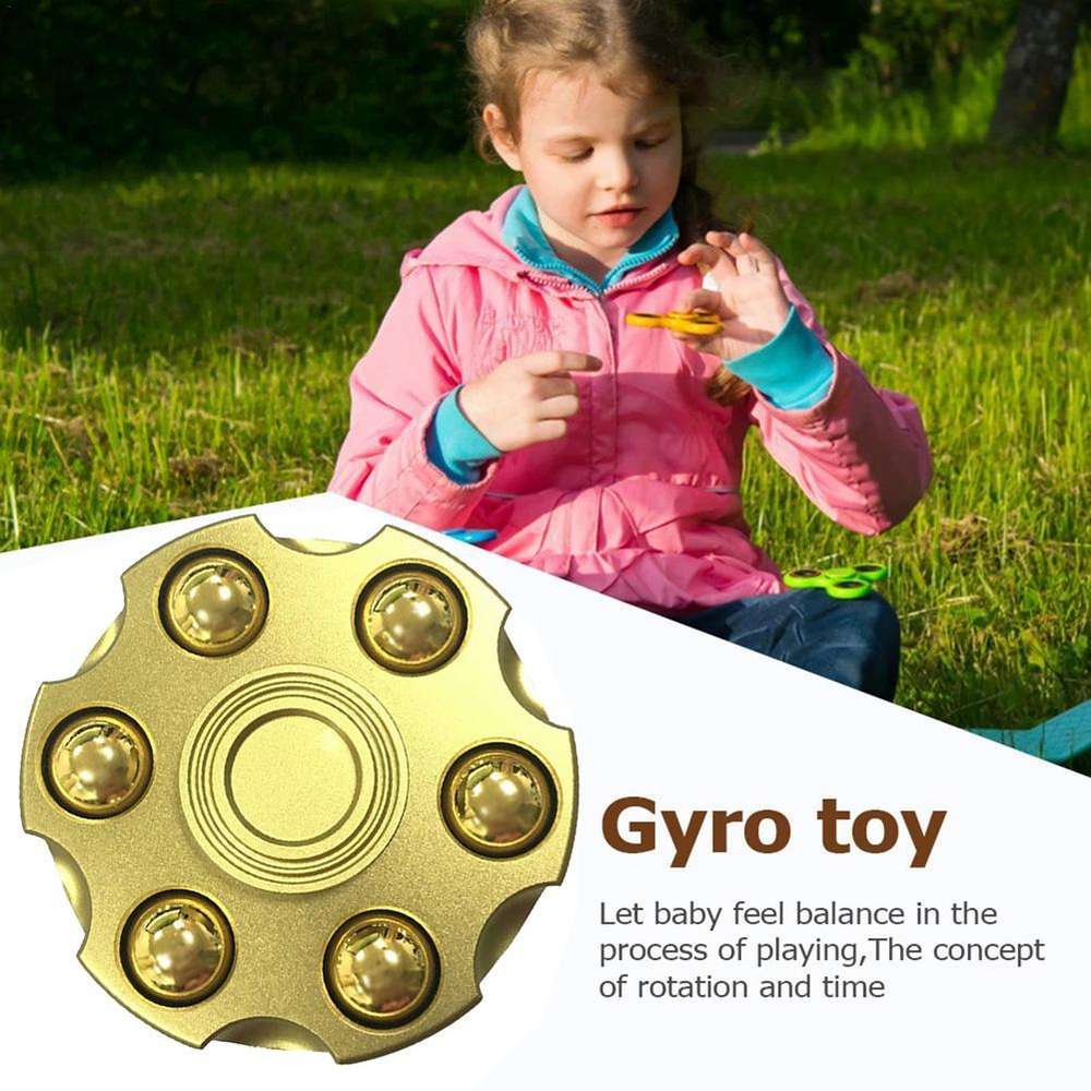 Brass Gun Revolver Fidget Spinner - Copper Hand Spinner, Detachable Rotating Sensory Toy for Kids & Adults - Minihomy