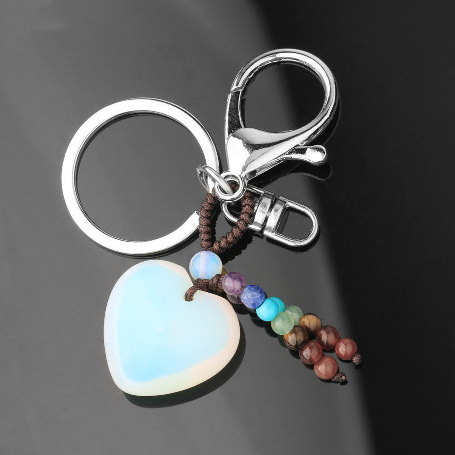 Love Natural Stone Crystal Keychain