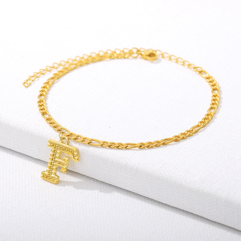 Initial Gold Letter Anklet Alphabet Pendants Jewelry - Minihomy