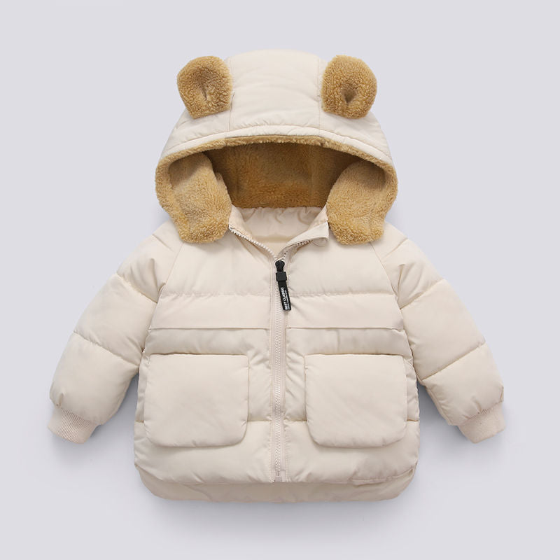 Childrens Autumn And Winter Short Thick Hooded Warm Jacket