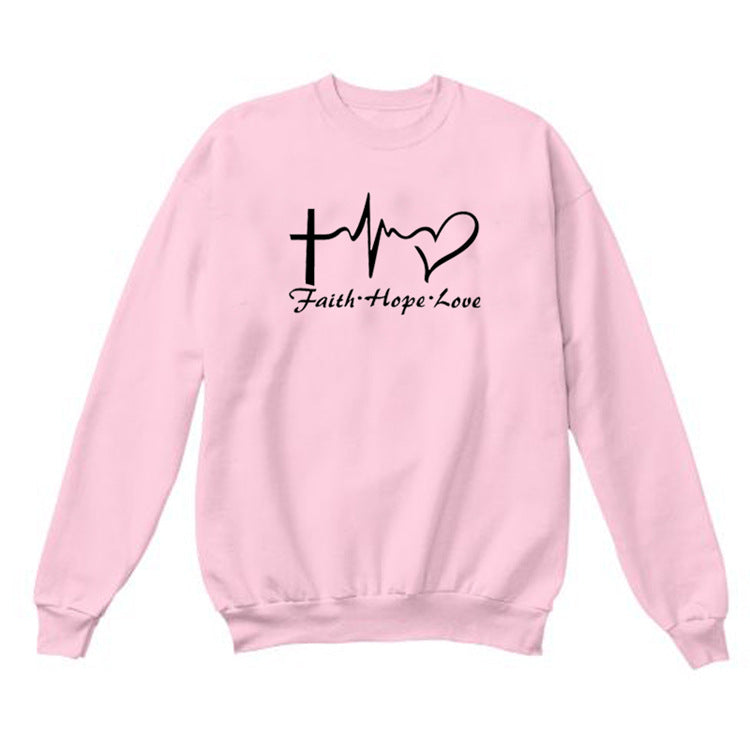 FAITH HOPE LOVE Print Sweatshirt Clothes O-neck Sweatshirt hoodies Women