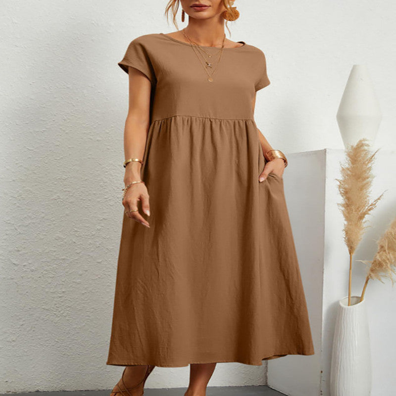 Solid Color Sleeveless Loose Cotton Linen Pocket Dress: Effortless Style for Every Occasion