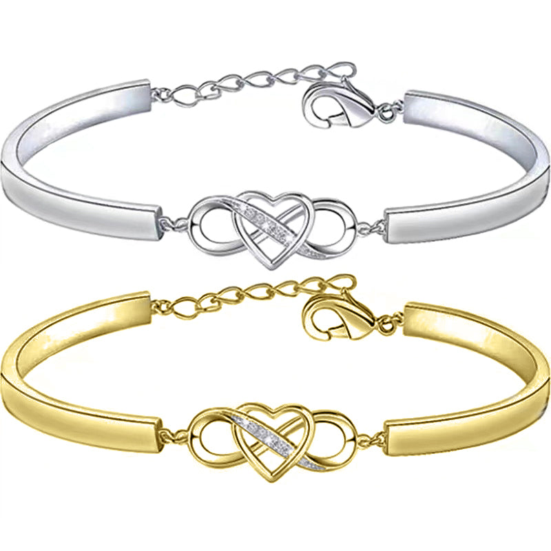 Infinity Heart Bracelet Bangle Crystal Love Forever Symbol Charm Bracelets - Minihomy