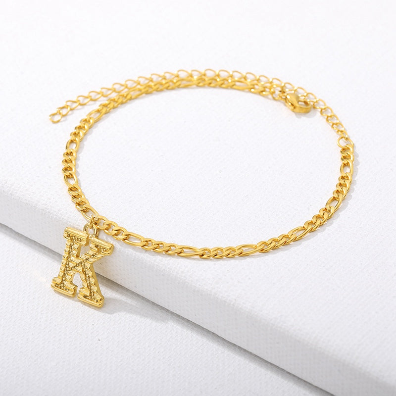 Initial Gold Letter Anklet Alphabet Pendants Jewelry - Minihomy