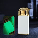 Double Flame Metal Lighter - Dragon, Tiger, Dolphin Design