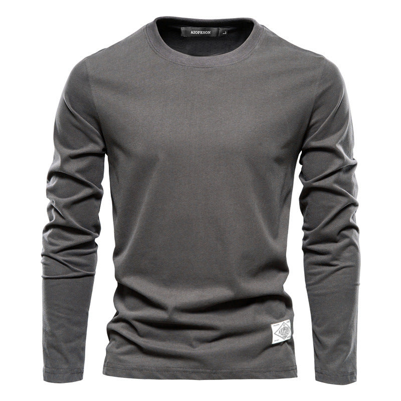 Men's Casual Exercise Outer Wear Round Neck Cotton Base Shirt - Minihomy