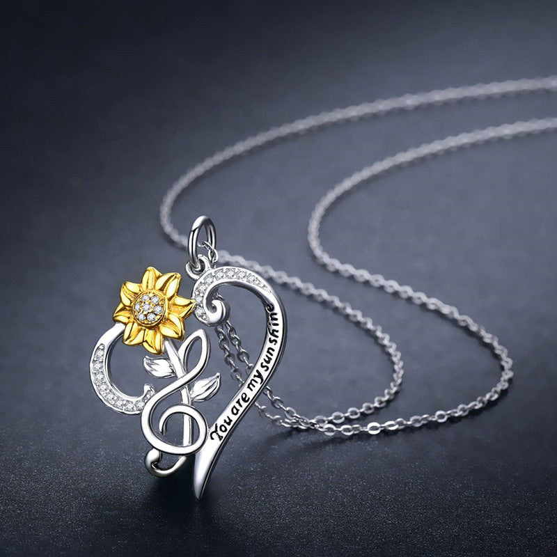 Sunflower Heart-shaped Small Pendant