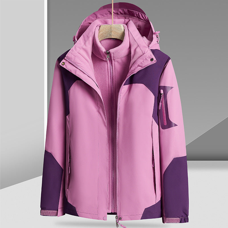 Three-in-One Removable Liner with Velvet Thickening Windproof Waterproof Jacket