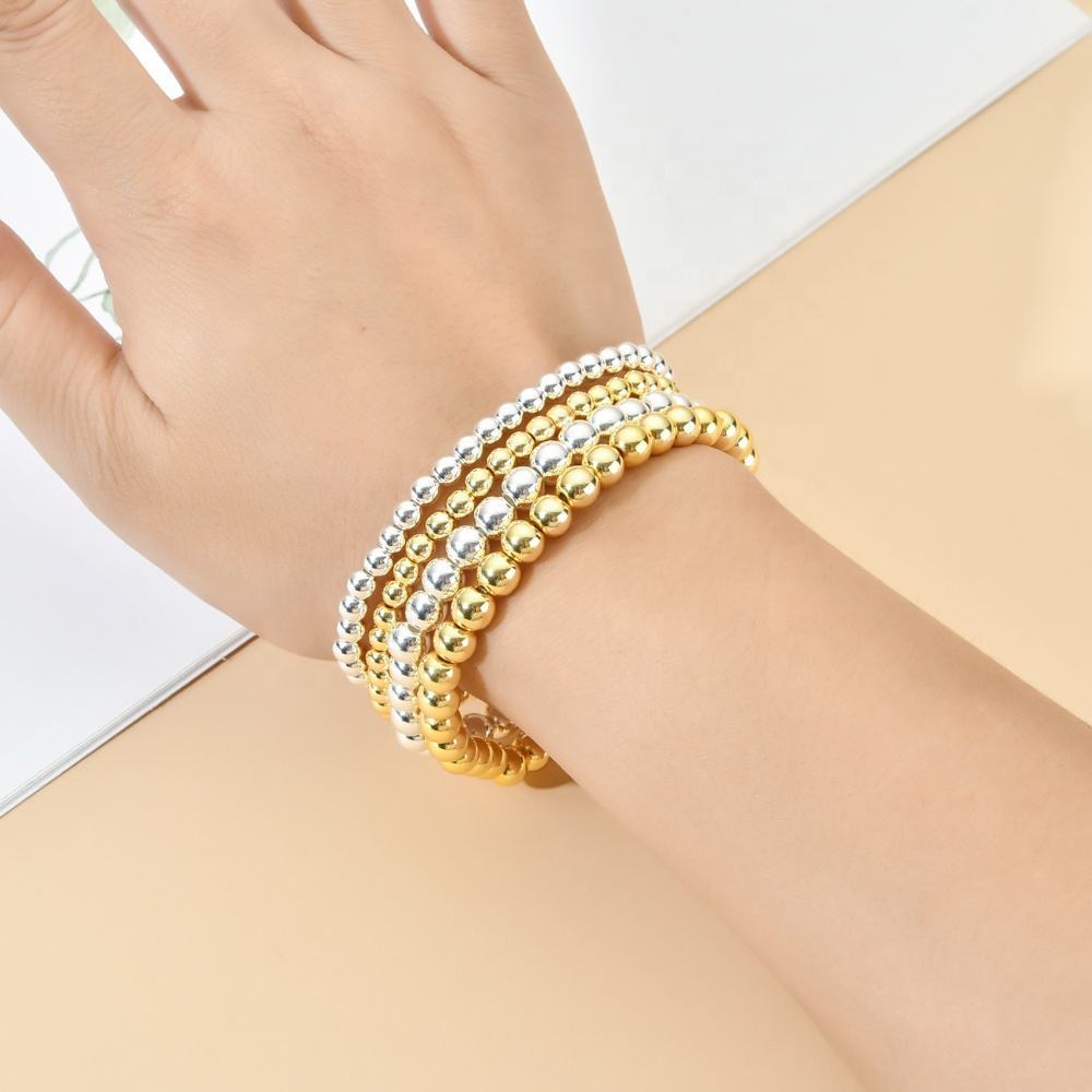 18k Plated Golden Balls Hematite Beaded Bracelet - Minihomy