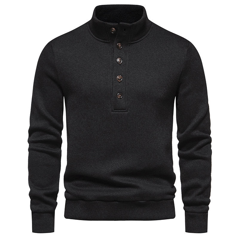 Men's Turtleneck Buttons Pullover Casual Loose