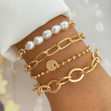 Creative Heart Pearl Multi-layer Chain OT Bracelet Suit - Minihomy