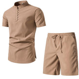 Men's Solid Color Short Sleeve Two-piece Chinese Style