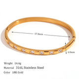 Stylish And Simple Personality Stainless Steel Plated 18K Gold Micro Inlaid Zircon Buckle Bracelet For Women